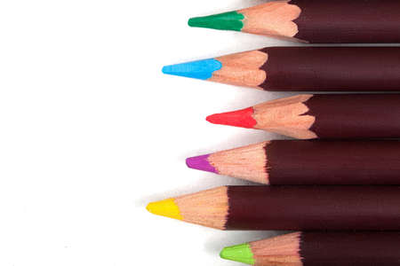 several colored pencils on white background close-up
の写真素材
