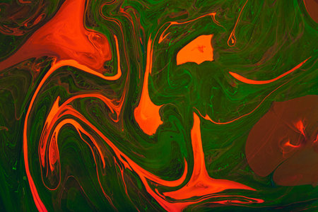 Color paint drops in water. Ink swirling underwater. Cloud of silky ink collision on black...