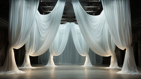 luxury curtain with the warm light backgroundの素材