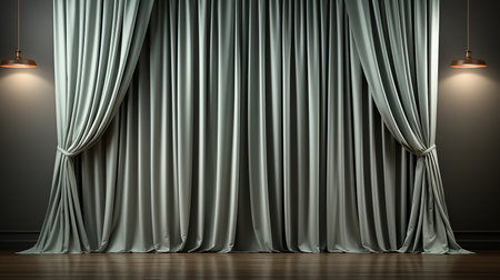 luxury curtain with the warm light backgroundの素材