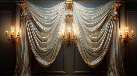luxury curtain with the warm light backgroundの素材