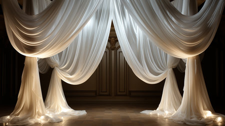 luxury curtain with the warm light backgroundの素材