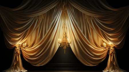 luxury curtain with the warm light backgroundの素材