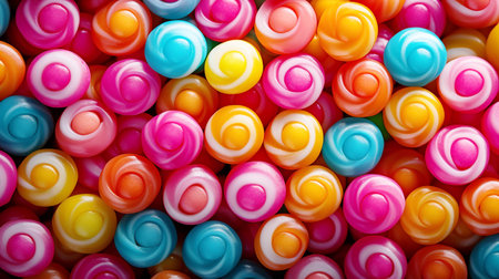 Colorful plastic beads as background, top view, close-upの素材