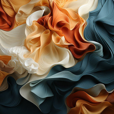 Abstract background of wavy fabric. 3d rendering, 3d illustration.の素材