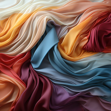 abstract background of multicolored satin fabric. 3d renderingの素材