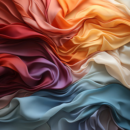 abstract background of multicolored silk or satin fabric textureの素材