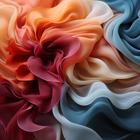 Abstract background made of multicolored silk fabric. 3d renderingの素材