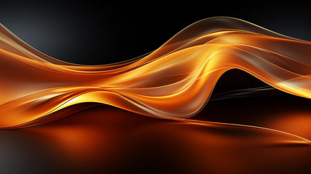 abstract background with smooth wavy lines in orange and black colorsの素材