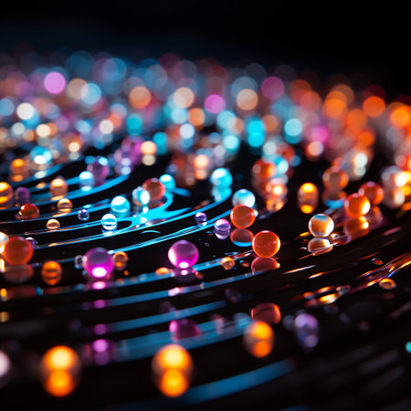Colorful beads on black background, close up. Bokeh effectの素材