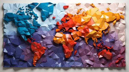 Low poly map of the world with 3d effect. Abstract background.の素材