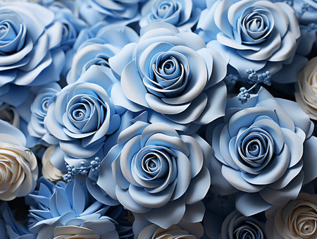 Beautiful blue roses as background, closeup. Floral designの素材