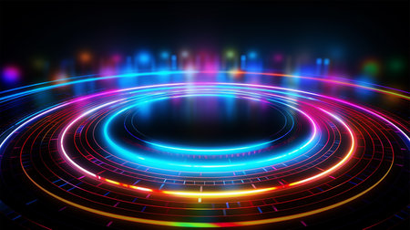 Abstract background with neon lights. Vector illustration. Eps 10. RGB EPS 10の素材