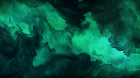 Abstract green smoke on black background. Fantasy fractal texture. Digital art. 3D rendering.の素材