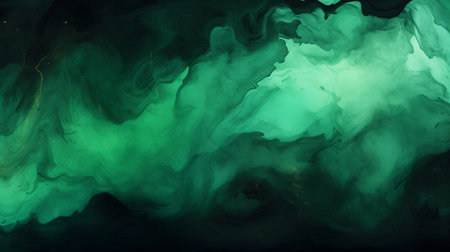 Abstract watercolor background. Alcohol ink in water. Acrylic painting on canvas with green gradient.の素材