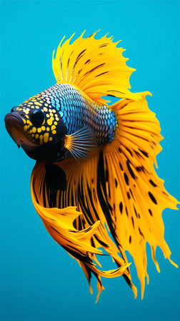 Siamese fighting fish on blue background. Betta fish.の素材