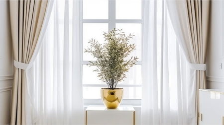 Flower in a vase near the window. 3d renderingの素材