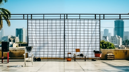 Terrace with a view of the city of Dubai, UAEの素材