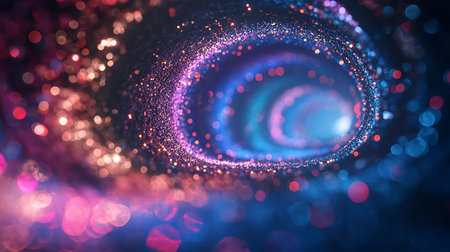 abstract colorful background with bokeh defocused lights and starsの素材