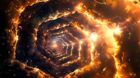 Futuristic abstract background with glowing nebula. 3d renderingの素材