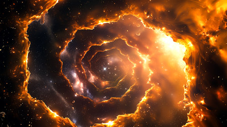 Fiery spiral in space, computer generated abstract background, 3D renderingの素材