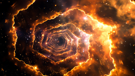 Black hole in space. Abstract space background. Fractal art. 3D renderingの素材