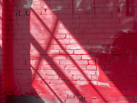 Grunge red brick wall with shadow overlay. Abstract background.の素材