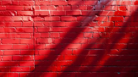 Red brick wall with shadow and sunlight. Abstract background for design.の素材