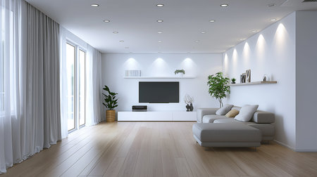 Modern bright interiors apartment 3D rendering illustration computer generated image not photosの素材