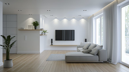 modern bright interiors apartment 3D rendering  illustration computer generated imageの素材