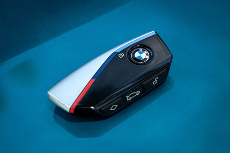 Istanbul, Turkey - June 23 2023 : BMW iX1 is an all-electric luxury crossover SUV by BMW. It has...