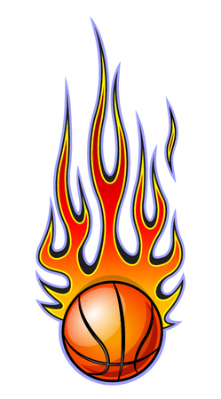 Vector classic tribal flame with basketball isolated on white backgroundのイラスト素材
