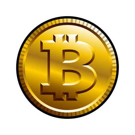 Bitcoin vector illustration isolated on white background. Ideal for logo design, sticker, decal and any kind of decoration.のイラスト素材