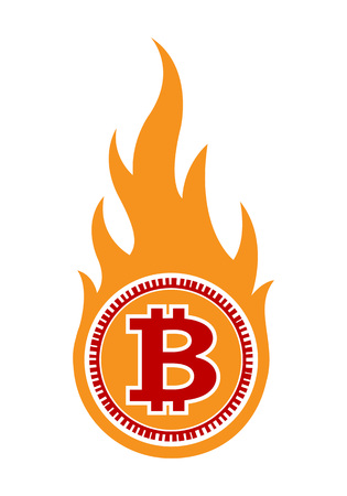 Vector Illustration Of Digital Bitcoin Crypto Currency Sign With Simple Flame Shape Ideal For Sticker Decal Logo Design Element And Any Kind Of Decoration Ù…ÙˆÙ‚Ø¹ ØªØµÙ…ÙŠÙ…ÙŠ