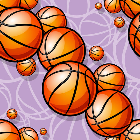 Seamless pattern with basketball ball. Vector illustration. Ideal for wallpaper, cover, wrapper, packaging, fabric, textile design and any kind of decoration.のイラスト素材