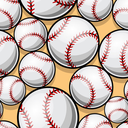 Seamless Pattern With Baseball Softball Ball Graphics Vector Illustration Ideal For Wallpaper Packaging Fabric Textile Wrapping Paper Design And Any Kind Of Decoration のイラスト素材 イメージマート