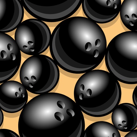 Printable seamless pattern with bowling ball graphic. Vector illustration. Ideal for wallpaper, packaging, fabric, textile, wrapping paper design and any kind of decoration.のイラスト素材