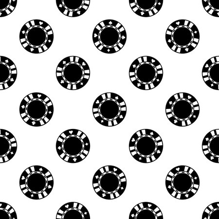 Casino poker chips icon seamless pattern. Digital printable vector illustration. Ideal for wallpaper, covers, wrapper, packaging, textile, fabric and any print design.のイラスト素材