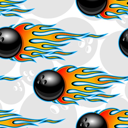 Bowling balls printable seamless pattern with hotrod flames. Vector illustration. Ideal for wallpaper packaging fabric textile wrapping paper design and any decoration.のイラスト素材