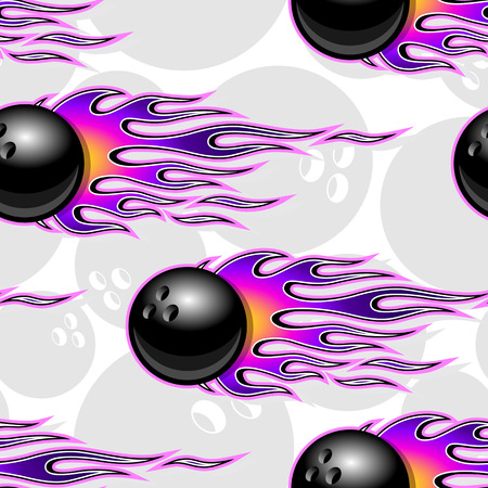 Bowling ball seamless pattern with hotrod flame. Printable vector illustration. Ideal for wallpaper packaging fabric textile wrapping paper design and any decoration.のイラスト素材