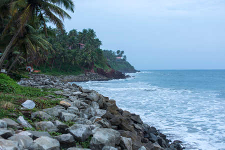 Beautiful view on the ocean in India in twilightの写真素材