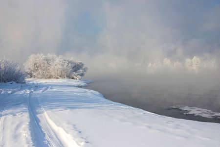 Winter landscape with snow in Russiaの写真素材