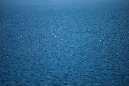 Blue sea with waves and clear blue skyの写真素材