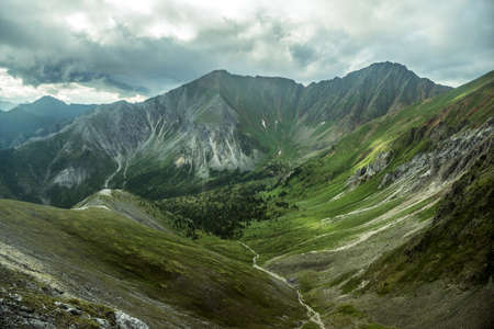 Summer mountain landscape in the Baikal mountainsの写真素材