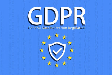 General Data Protection Regulation GDPR . The text with the icon of the shield