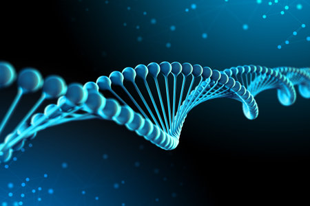 3d Illustration of DNA molecule. The helical molecule of a nucleotide in the environment of the...