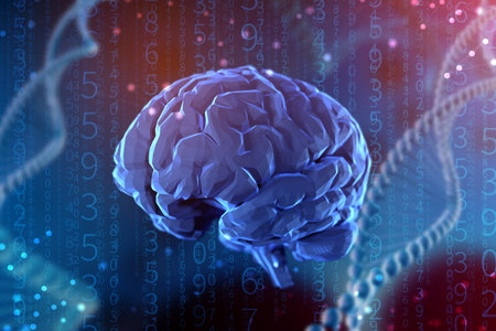 3d illustration digital brain on abstract background. The concept of artificial intelligence and the...