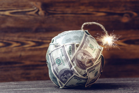 A bomb of money like dynamite, hundred-dollar bills with a burning fuse. Waiting for the explosion...