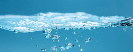 Clear transparent water with air bubbles.の写真素材