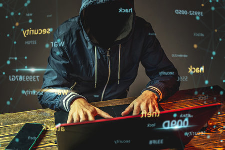 A hacker anonymous in a hood is typing on a laptop keyboard in a dark room. The concept of cyber...